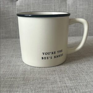 Hearth & Hand Cream Ceramic Mug with Dark Blue Rim